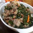 Tumis daun singkong daging babi
