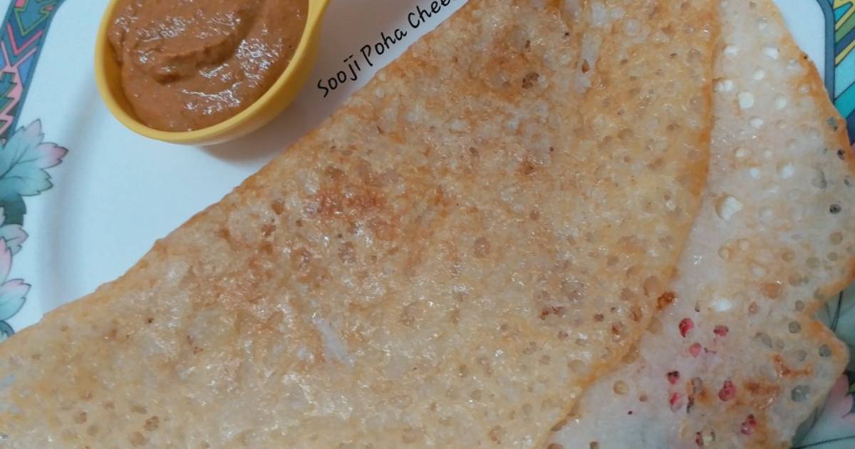 Sooji Poha Cheela (Chila) /Semolina Flattened Rice Pancakes Recipe