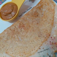 A picture of Sooji - Poha Cheela (Chila) /Semolina - Flattened Rice Pancakes.