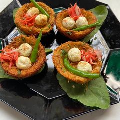 A picture of Aloo Paneer Bird Nest.