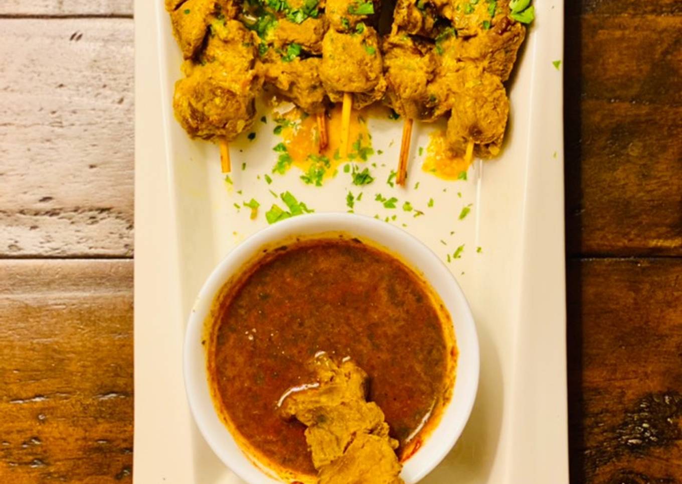 Beef satay with tamarind dipping sauce