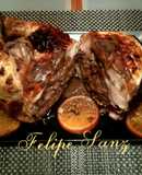 Pollo relleno de boletus, pavo y manzana