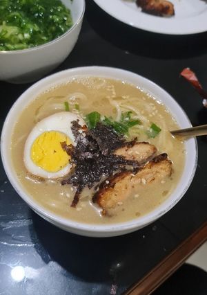 Foto resep Ramen halal chicken broth tori paitan