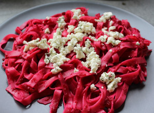 A picture of Nadiya Hussain's Blender Beetroot Pasta.