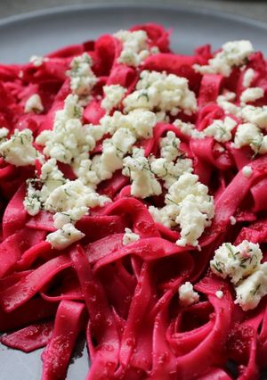 A picture of Nadiya Hussain's Blender Beetroot Pasta.