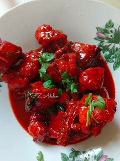 Gambar Ayam Masak Merah Sos Labu Dengan Pes Cili Thai(Gai Pad Prik)