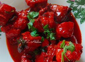 Gambar Ayam Masak Merah Sos Labu Dengan Pes Cili Thai(Gai Pad Prik)