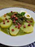 Judías verdes con jamón en salsa de calabacín
