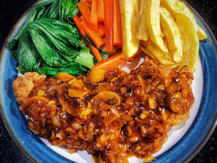 Resep: Crispy Chicken Steak Saus Bolognise Lada Hitam Gampang