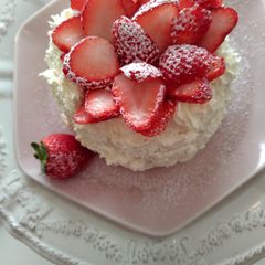 A picture of Lovely strawberry Angel food cakes.