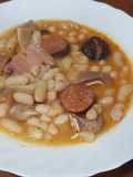 Fabada with Chorizo, Blood Sausage, and Pork Ear in a Pressure Cooker