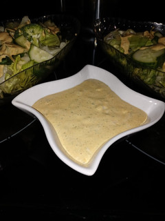 A picture of Bang Bang Salad and Burger Dressing.