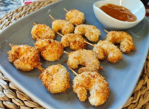 Foto principal de Gambas fritas con coco y chutney de melocotón en AirFryer Ninja