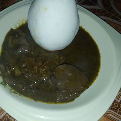 A picture of Kuka soup wit leftover stew By SumeeBelel's Cuisine.