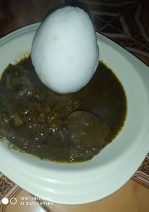 A picture of Kuka soup wit leftover stew By SumeeBelel's Cuisine.
