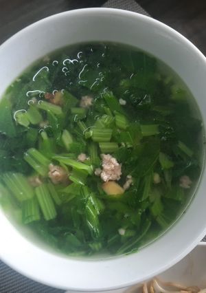 Hình của món Canh cải nấu thịt băm rang.