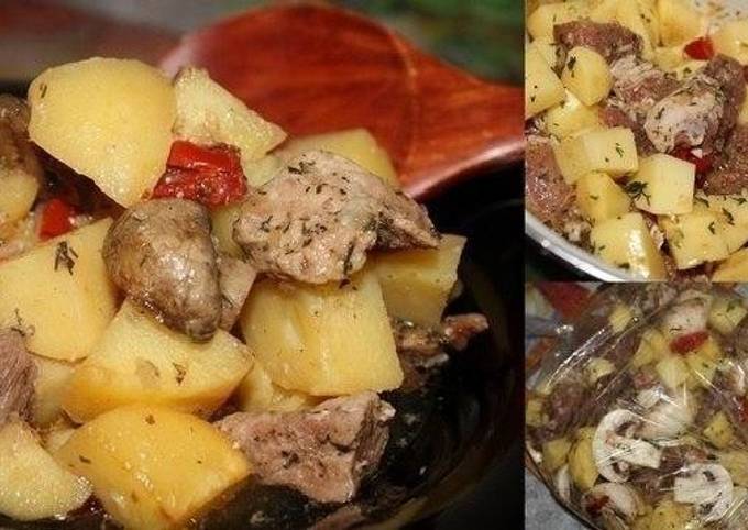 Картошка с мясом в рукаве. Пошаговый рецепт с фото