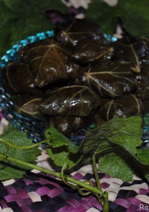A picture of Stuffed vine leaves rolls (Dolmeh).