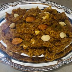 A picture of Jaggery rice.