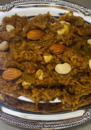 A picture of Jaggery rice.