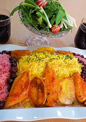 عکسی از دستور آلبالو پلو با مرغ