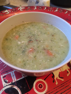A picture of Creamy Chicken Vegetable Soup.