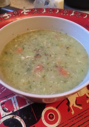 A picture of Creamy Chicken Vegetable Soup.