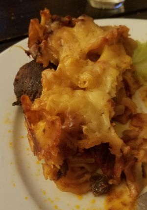 A picture of Friday Mince balls and pasta.