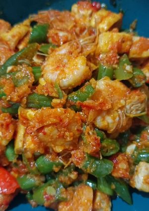 Foto resep Balado udang buncis tahu