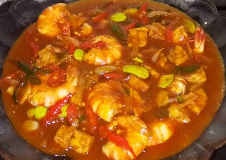 Langkah Mudah untuk Menyiapkan Tumis udang campur saos pedas Anti Gagal