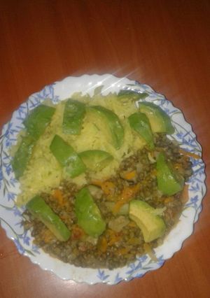 A picture of Tumeric rice & Ndengu.
