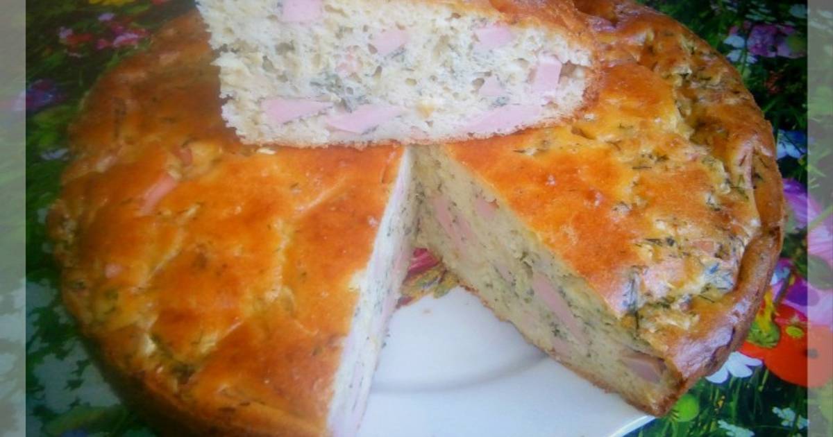 Быстрый пирог с сыром и колбасой в духовке рецепт с фото пошагово