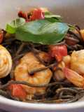 Squid Ink Pasta with Shrimp