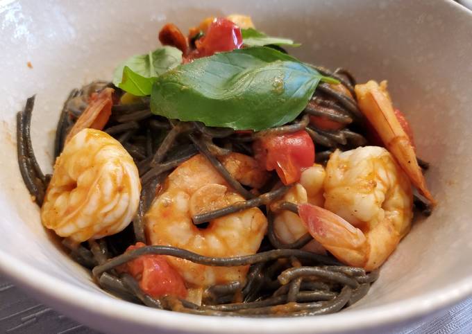 Steps to Prepare Original Squid Ink Pasta with Shrimp for List of Food