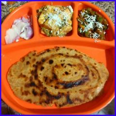 A picture of Sahi Mater, Mater paneer, lachha paratha.