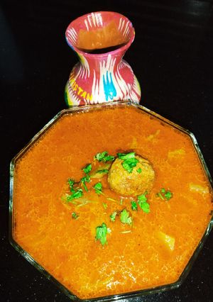 A picture of Three Spices Kaddu (Bottle ground) and Kofta.