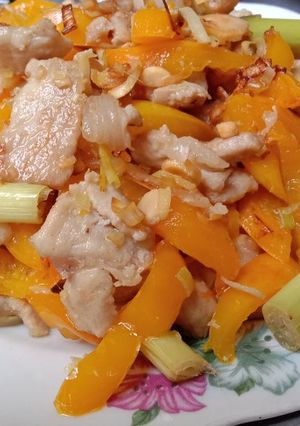Hình của món Thịt heo xào ớt chuông.