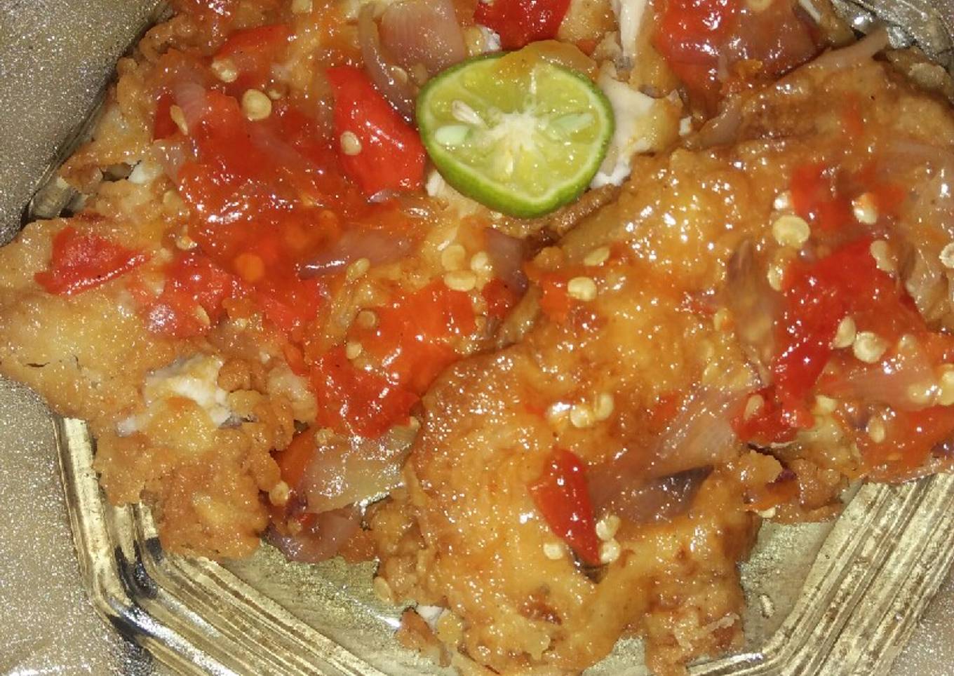 Ayam geprek sambel limau