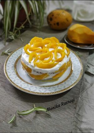 मैंगो स्लाइस केक (Mango slice cake recipe in Hindi) रेसिपी मुख्य फोटो