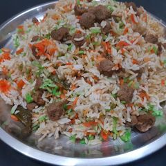 A picture of Soya biryani recipe | soya chunks biryani recipe | meal maker biryani.