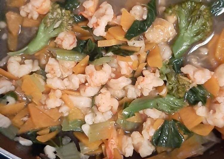 Resep: Mpasi 13 bulan ca sawi udang yang Nikmat