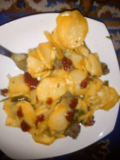A picture of Deep fried beef and potatoes...