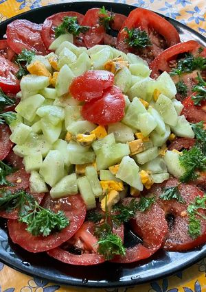 Une photo de Salade de tomates et concombre au Shropshire