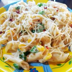 A picture of White Sauce Pasta.