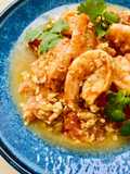 Tomato Prawns with tofu egg stir-fry