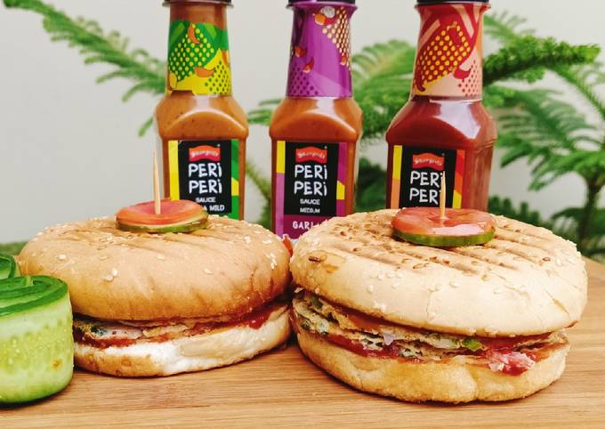 Peri Peri Veggies Omelette Burger 🍔🍔 (for Kids Lunch Boxes)