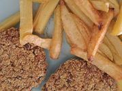 Una foto de hamburguesa de soya al horno