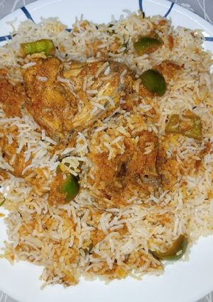 A picture of Chicken Sauce Biryani.