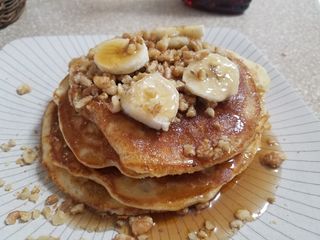 Bisquick Banana Walnut Cinnamon Pancakes