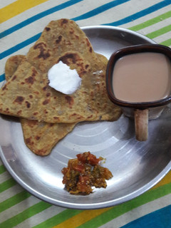 A picture of Leftover moong dal parathas.